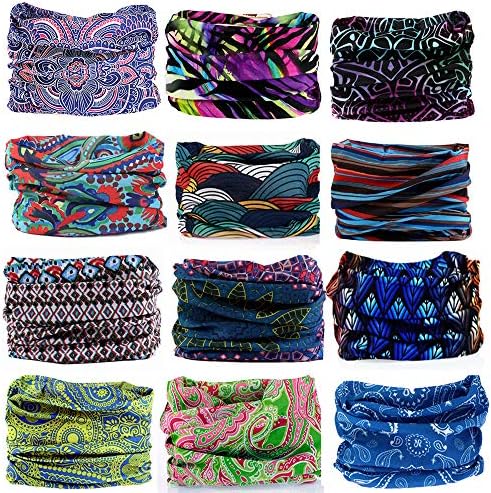 KALILY 12PCS/9PCS/6PCS Headband Bandana - Versatile Sports Headwear โMultifunctional Seamless Neck Gaiter, Headwrap, Balaclava, Helmet Liner, Face Mask for Camping, Running, Cycling