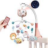 Aolso Baby Crib Toy Rabbit Mobile with Music Lights Remote 3 AAA (Pink)