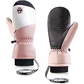 Feelorna Women's Ski Mittens, Waterproof Thermal Winter Gloves for Skiing Running and Cycling