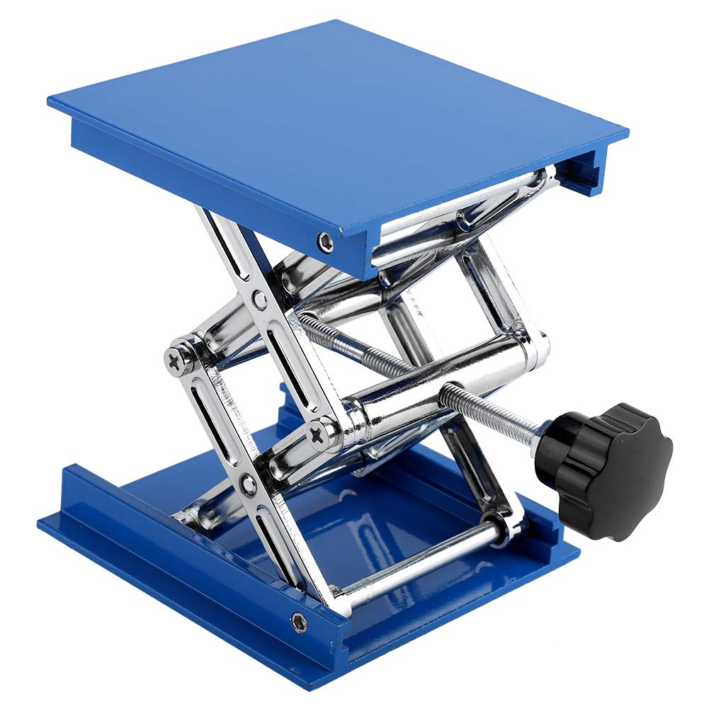 Lab Stand, 100 x 100mm Blue Electroplated Aluminum Lab Lifting Platform Stand Rack Scissor Jack Lifter