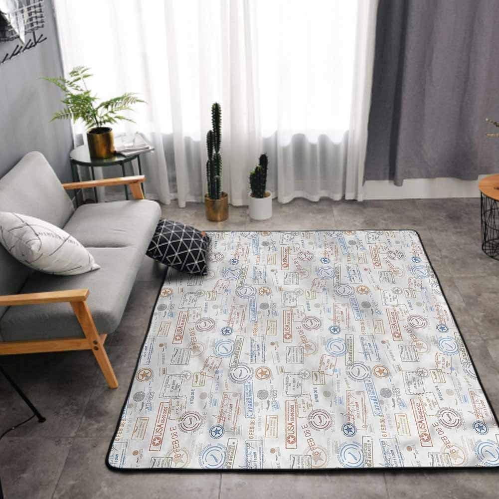 Travel Area Rug for Living Room Vintage Rubber Stamps Carpet Mat Soft Modern Area Rugs 2 x 4 Feet