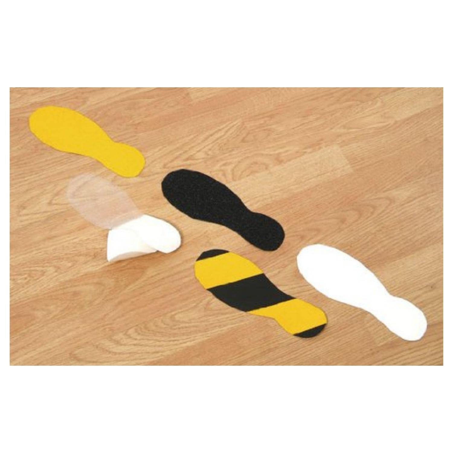 Anti-Slip Feet - Standard Foot, Footprint Stickers for Floor, Self-Adhesive, Anti-Slip Marker - H.240 x W.90 - Yellow - Pack of 10
