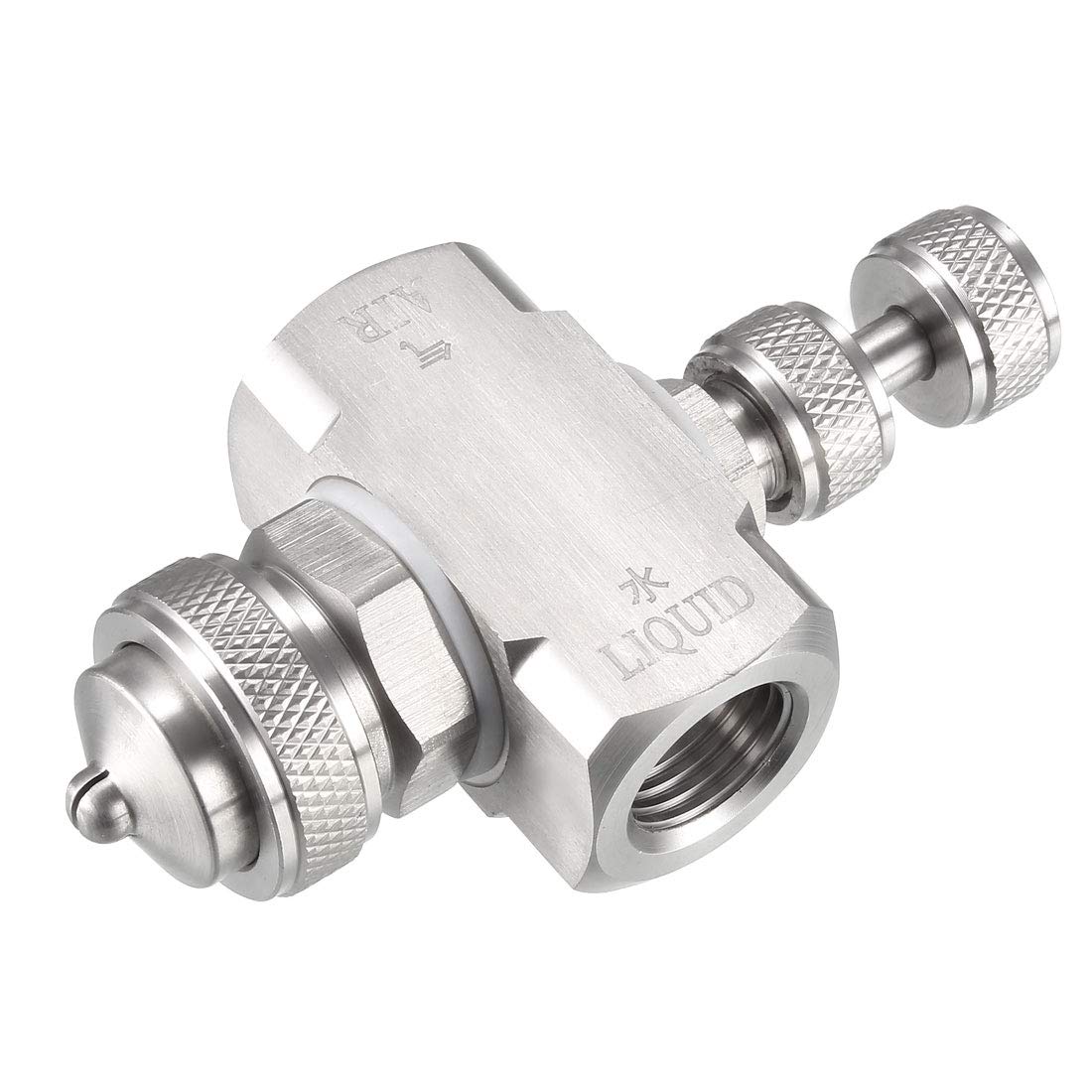 sourcing map Air Atomizing Nozzle, 1/4BSPT Misting Low Pressure Siphon Fan-Shape Spray Tip