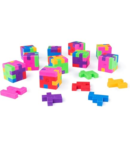 Juego De Gomas De Borrar Puzzle 3D Para Niños – 10 Cubos Y 6 Sets De Mini Borradores, Regalo Ideal Para Cumpleaños Y Vuelta Al Cole