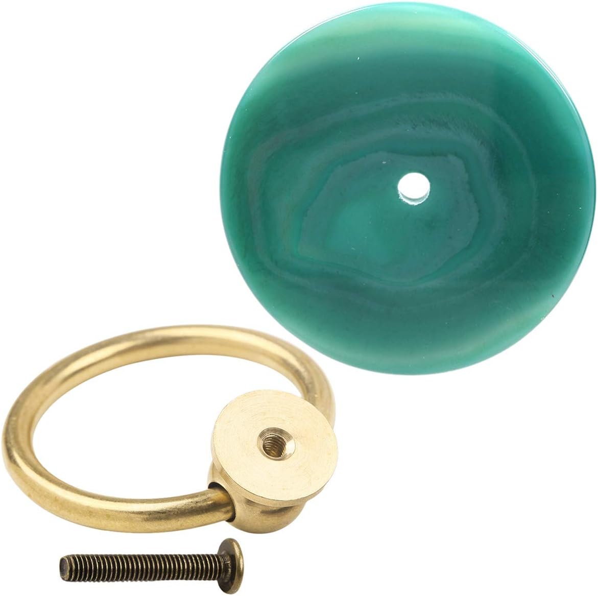 mookaitedecor Set of 3 Drilled Green Agate Slice Drawer Cabinet Knob with Screw Decoration Furniture Chest of Drawers Wardrobe Cupboard Push Handle - Image 3