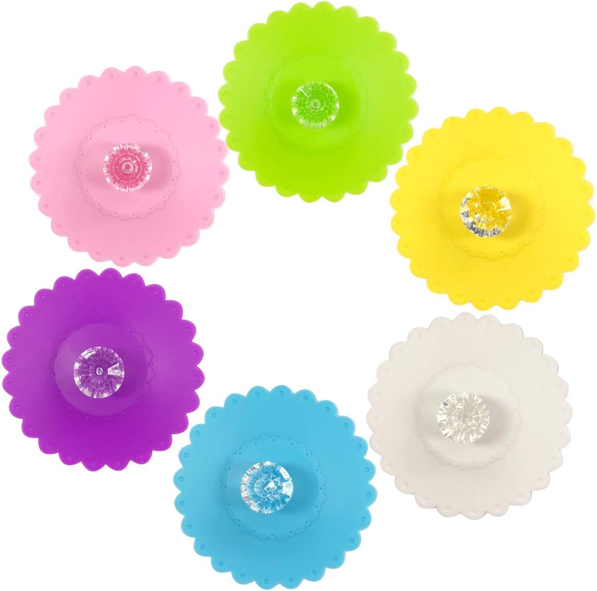 Wrapables Diamond Silicon Cup Lids, Anti-Dust Airtight Mug Covers for Hot and Cold Beverages (Set of 6)