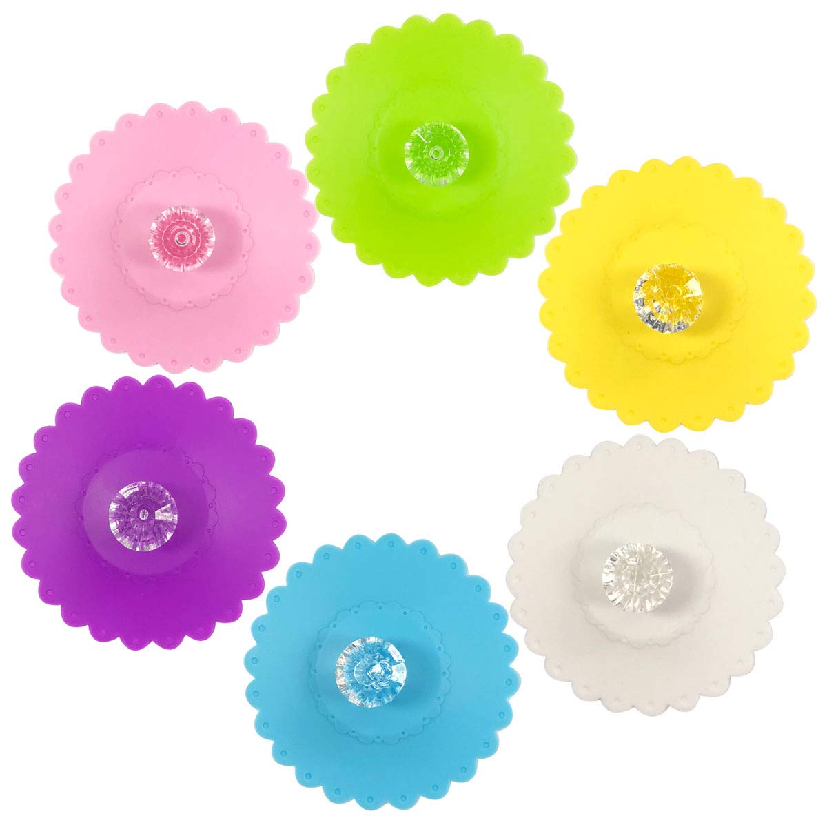 Wrapables Silicone Cup Lids Anti-Dust Airtight Mug Covers for Hot and Cold Beverages, (Set of 6), Diamonds