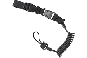 AGORIZEO Tactical 3 Color Pistol Retention Lanyard for Military Police Law Enforcement Security - Spring Strap Anti-Loss Elastic Coil Lanyard with Detachable Buckle for Belt MOLLE Backpack