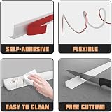 Zayejod 39Inch Silicone Shower Threshold Water Barrier White 2.5cm view 5