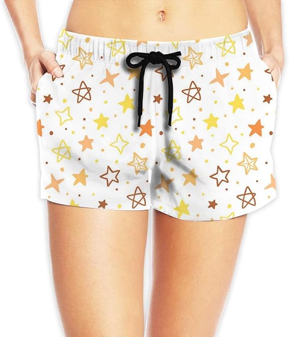 Amazon Co Jp 黄色の星 レギュラーショーツ レディース スポーツ ショートパンツ フィットネス パンツ おしゃれ ビーチ 余暇 パンツ 服 ファッション小物