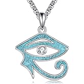 HUKKUN Eye of Horus Necklace Sterling Silver Ancient Egyptian Symbol of Protection Necklace Eye of Ra Horus Symbol Amulet Jewelry Gifts for Men Women