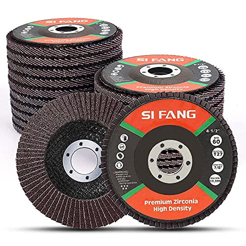 10Pack 4.5'' x 7/8'' Premium High Density Calcined Aluminum Oxide Flap Disc 60 Grit Type 29