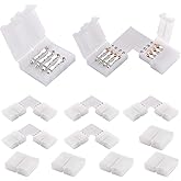 4 Pin RGB LED Light Strip Connectors 5 Pcs L Shape+5 Pcs Gapless for SMD 5050 Multicolor LED Strip (10 Pcs)