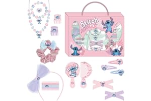 Stitch Beauty Set – Includes 1 Fabric Scrunchie, 10 Scrunchies, 2 Tweezers, 3 Hairpins, 2 Brushes, 1 Headband, 1 Necklace, 1 