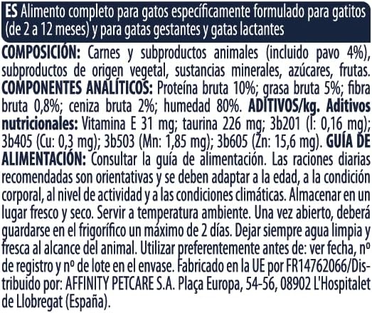 Comida Húmeda para Gatitos con Pavo, Multipack 12 x 85 g, Total 1.02 kg