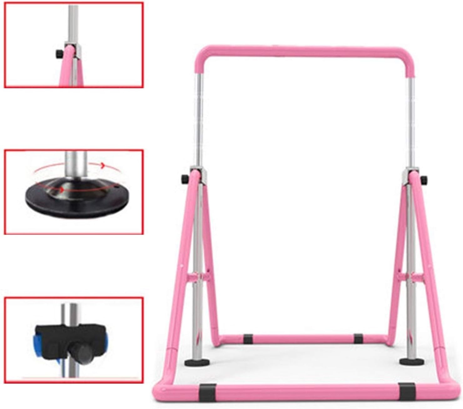 Gymnastics Bar, Kids Gymnastics Horizontal Bars Expandable Stable Triangle Structure Thickened Steel Pipe Load Bearing 200kg Folding Training Monkey Bars for Home Training Gymnastics GUORRUI