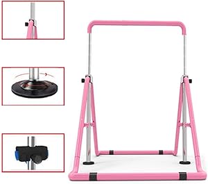 Gymnastics Bar, Kids Gymnastics Horizontal Bars Expandable Stable Triangle Structure Thickened Steel Pipe Load Bearing 200kg Folding Training Monkey Bars for Home Training Gymnastics GUORRUI
