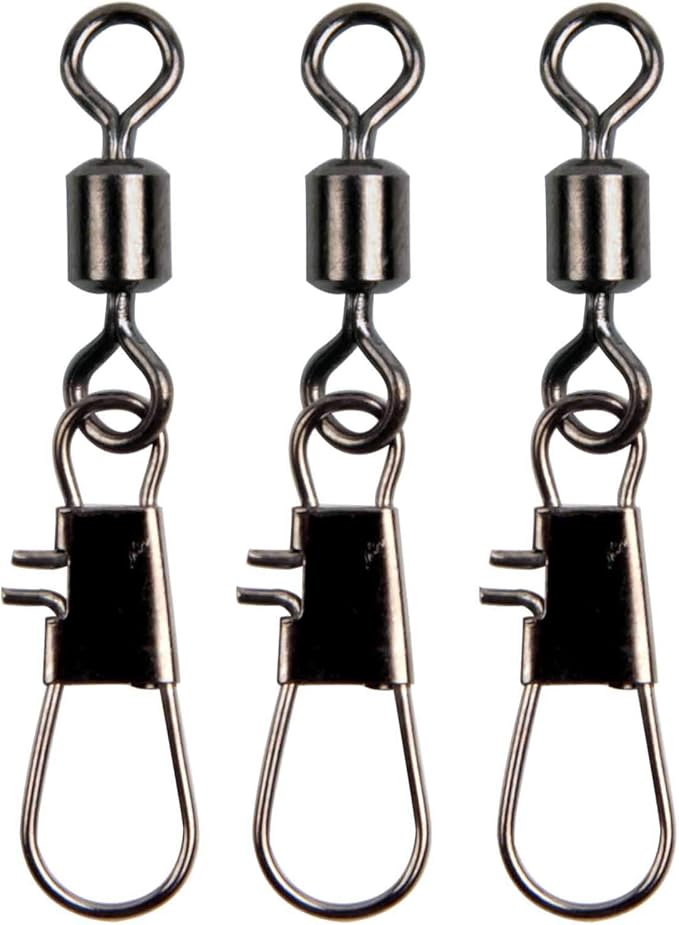 100pcs/lot Fishing Swivel with Snap Lure Connectors Rolling Swivel