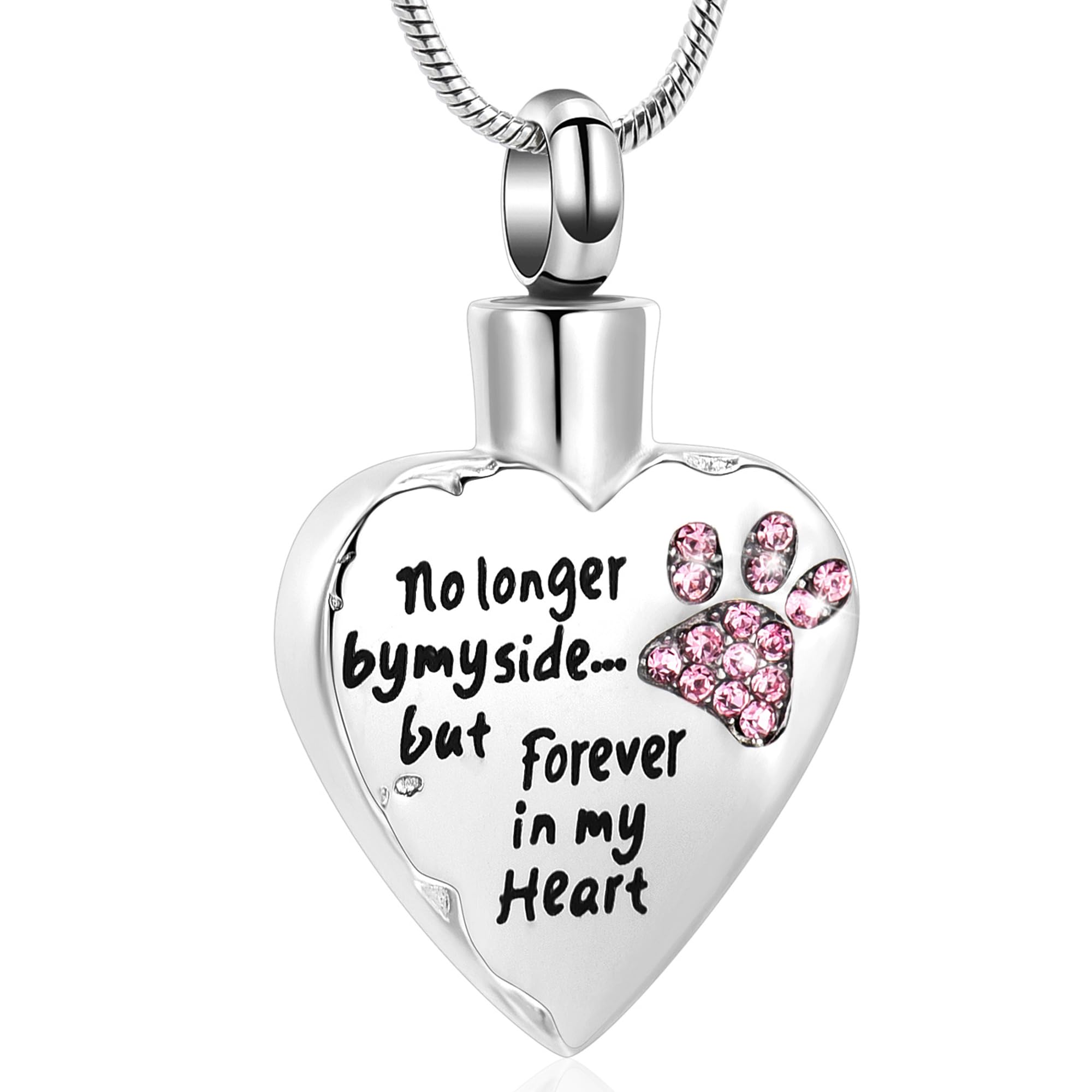VCCWYQK Urn Necklace for Ashes Personalized Urn Pendant Heart Necklace Pets Paw Print Keepsake Waterproof Memorial Gifts for Dogs