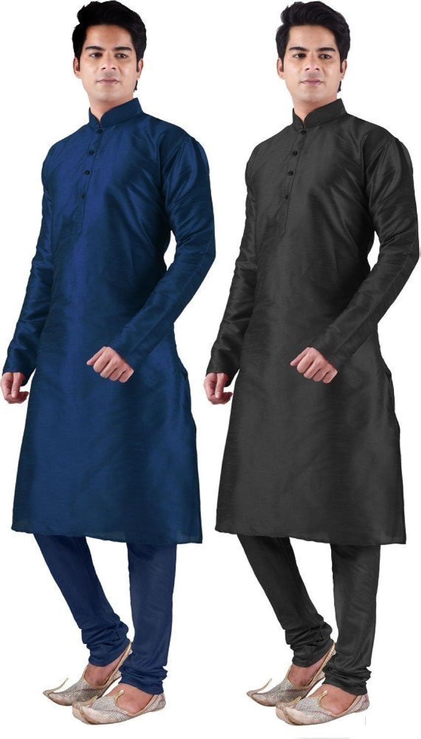 royal men's festive silk blend kurta churidar set of 2