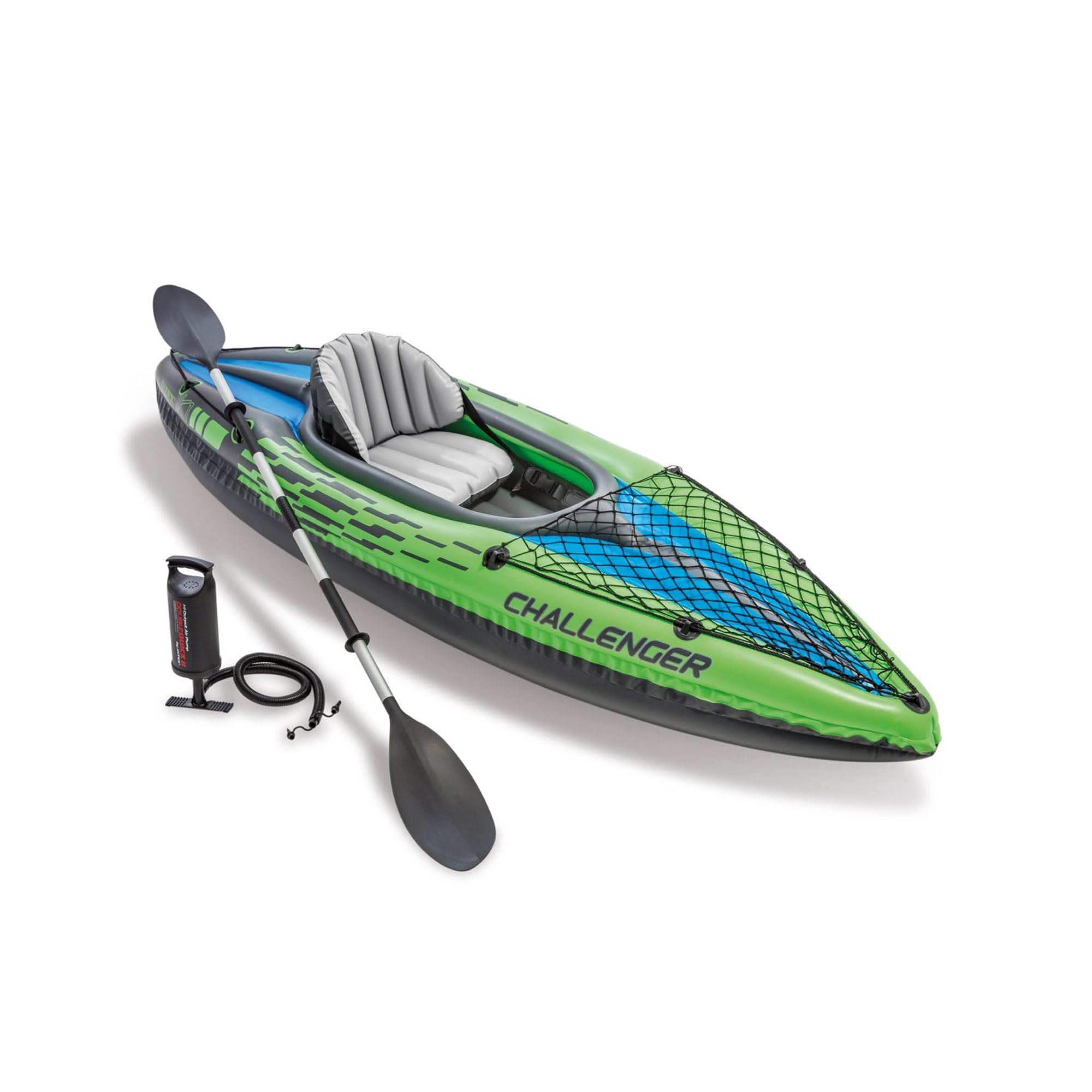 """Intex Challenger K1 Kayak, One Person Inflatable Kayak set Canoe with 84"""" Aluminum Oars and high-output hand pump, Measures 274 X 76 X 33 Centimeters"""