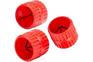 EDGNB 3 Pcs Red Inner-Outer Reamer Pipe Tube Deburring Copper Reamer Tubing Chamfer Tool for PVC/PPR/Copper/Brass/Aluminum Tubes of 3/16-inch to 1-1/4-inch
