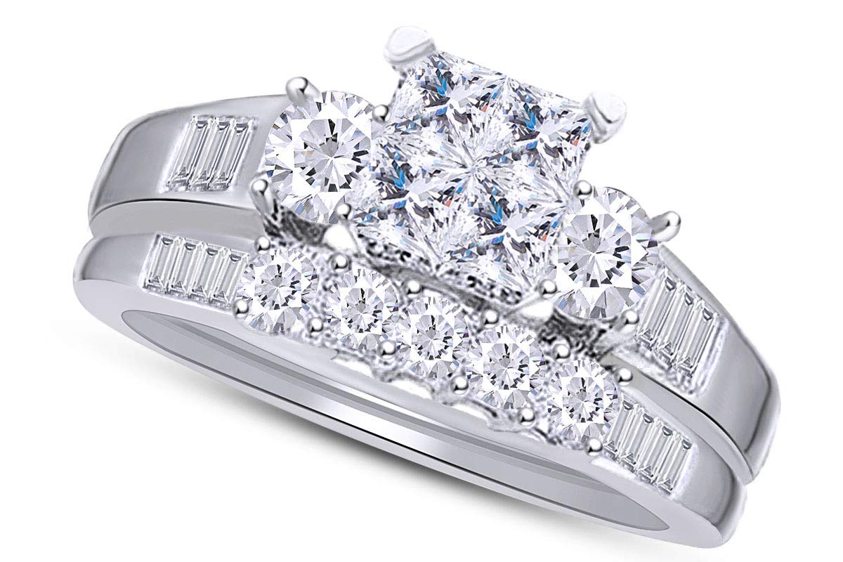 1 Cttw Womens Princess Natural Diamond Beautiful Bridel Wedding Engegment Ring 14Kt Solid Gold (I-J 