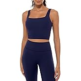 Ukaste Women's Studio Essential Square-Neck Crop Padded Tank Top Yoga Everyday Bra Tops