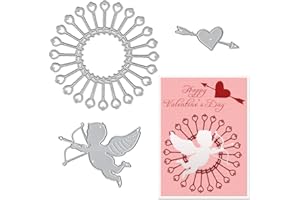 Estivaux Valentines Cupid Die Cuts for Card Making, Love Hearts Circle Frame Cutting Dies Stencils Lover Angel Dies Embossing Template for Scrapbooking DIY Cards Photo Album Craft Decorations