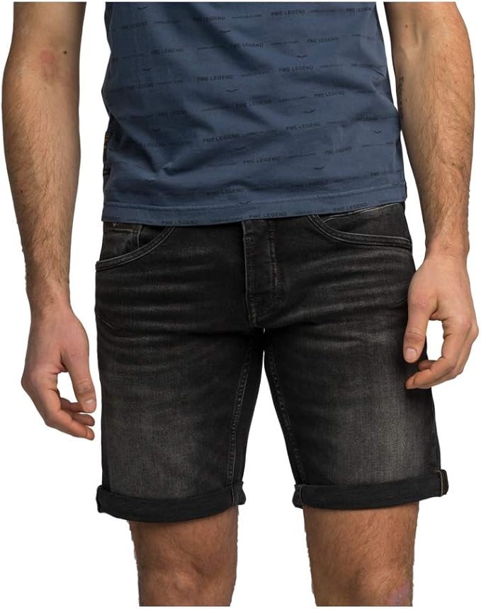 faded black denim shorts