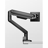 monTEK Deluxe Aluminum Monitor Arm for 17 to 40 Inch Curved Screens | Fully Adjustable Single Monitor Arm with Cable Management, Clamp/Grommet, Quick Release Plate,75x75/100x100 VESA, Black