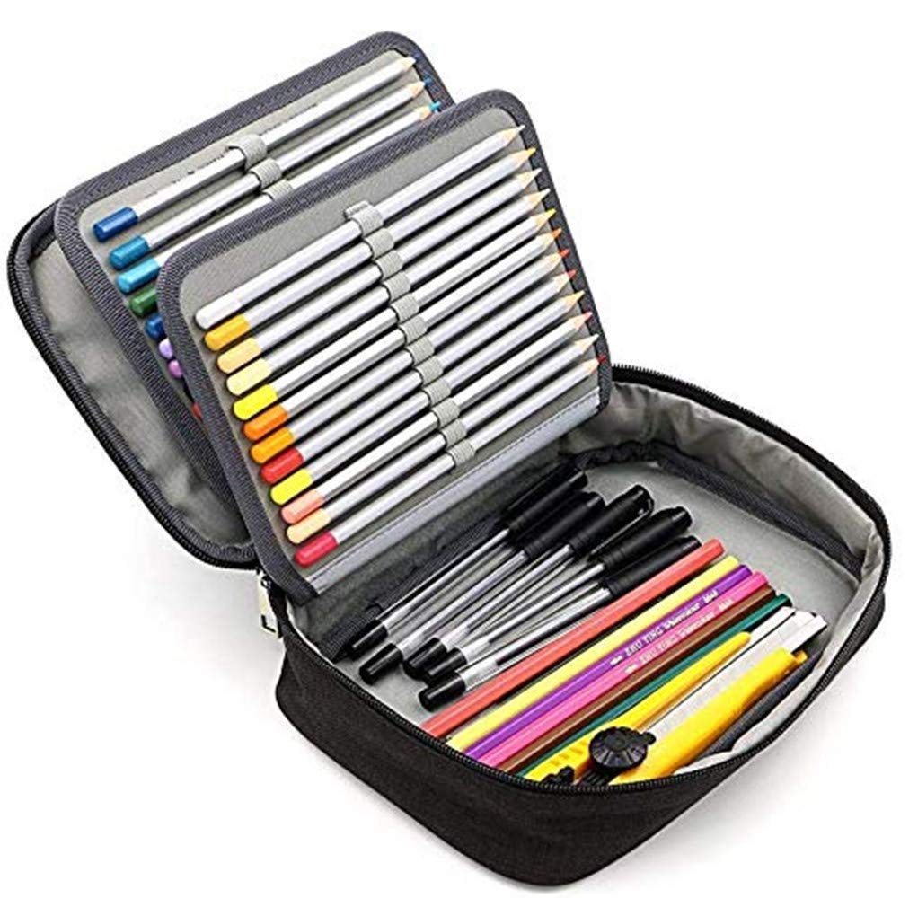 ITODA Pencil Bags,Large-Storage Pen Pencil Case Stationery Pouch Bag Case Portable and Multi-Layer Canvas Pencil Case Pencil Holder Organizer Stationary Bags for Pens,Pencils and Erasers