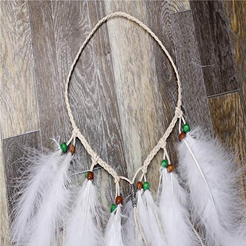 Feather Headband White Fake Pearl Hippie Indian Boho Hair Bands Tassel Bohemian Halloween Hair Hoop Women Crown Hairband Party Decoration Headdress Cosplay Costume Headwear Headpiece Hair Accessories - Thumbnail 4