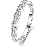 DMSF Moissanite Wedding Band for Women 925 Sterling Silver Half Eternity Band D Color VVS1 Clarity Moissanite Ring Stackable Anniversary Band Size 4-11