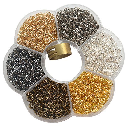 Chenkou Craft 1 Box 6 Colors 3000pcs Open Jump Ring & Ring Jewelry Keychain Making from 4mm to 10mm with 1 pc Jump Ring Open/Close Tool and 1 pc Clear Box (5mm)