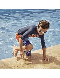 Speedo Boys cierre de cremallera Zing Logo Manga Larga Swim - Camiseta de manga corta