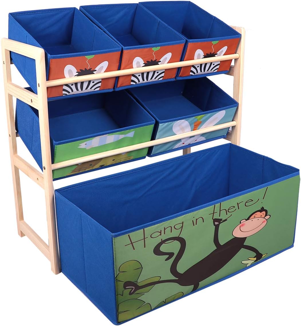 UPKOCH Caja de madera para niños con 6 compartimentos, diseño de