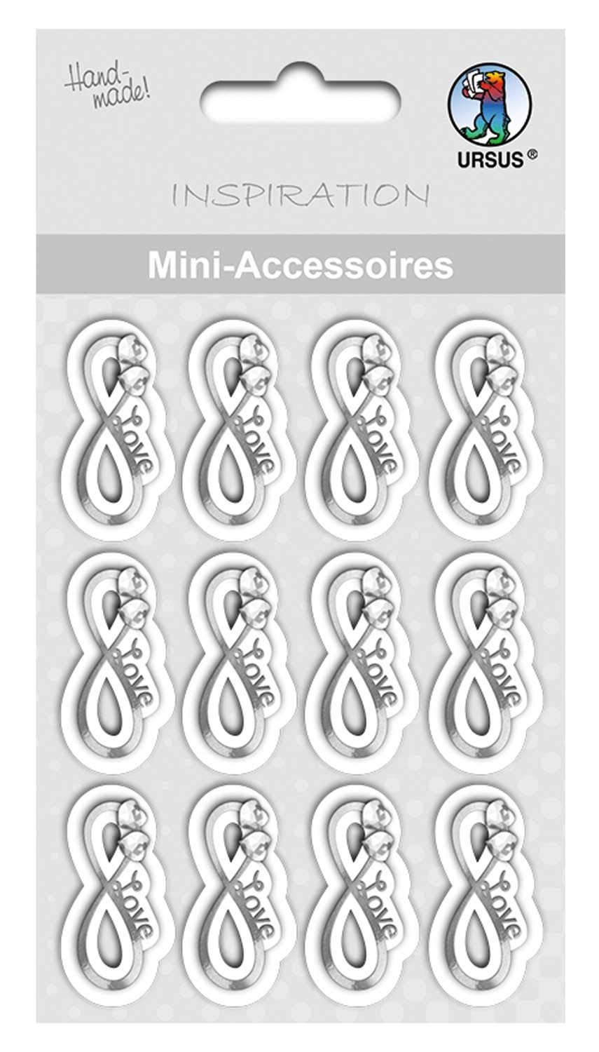Ursus 56900003F Mini Accessories Eternity Silver Infinity Sign with Small Hearts and Love Lettering Pack of 12 Gold