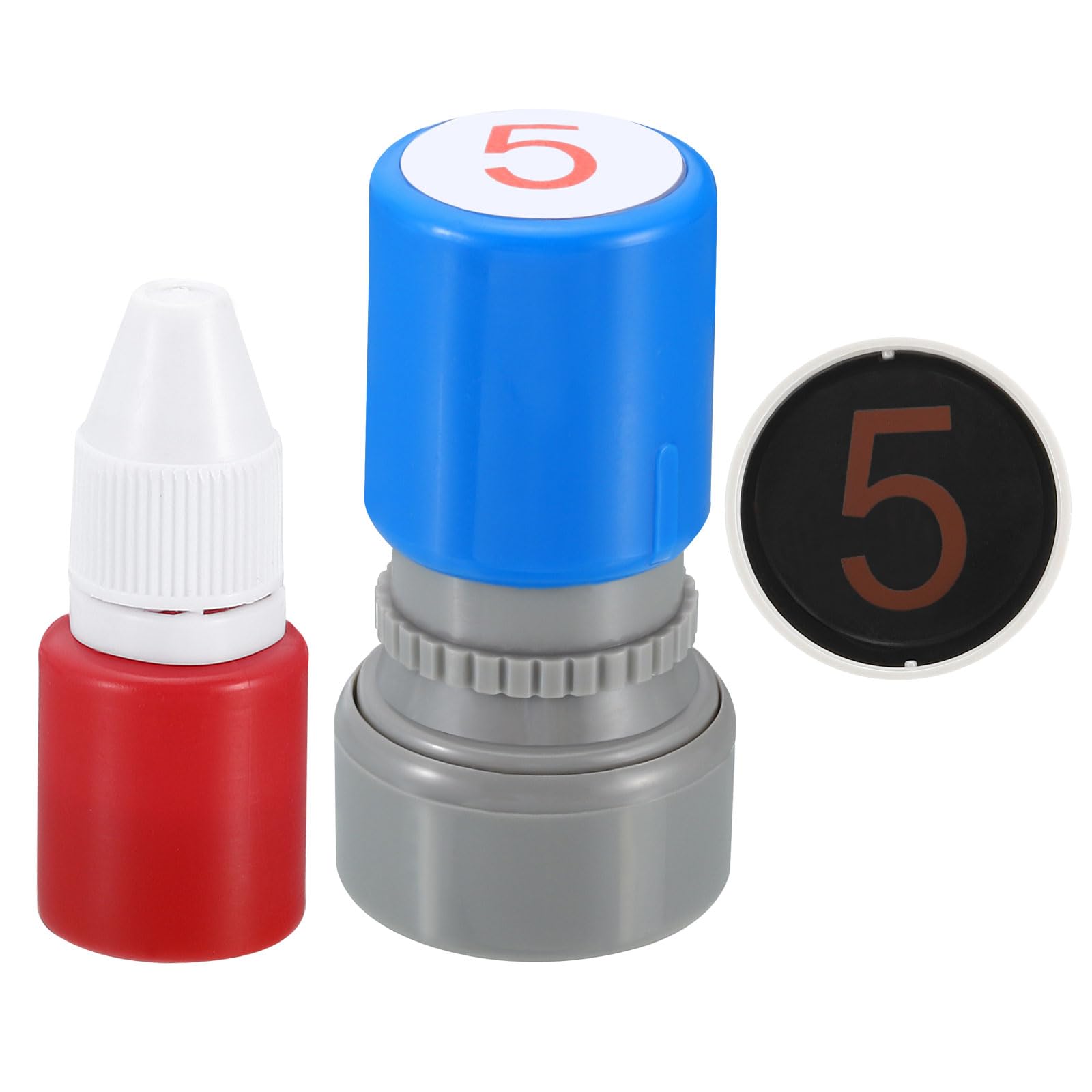 PATIKIL Number Stamps Self Inking, Numeral 5 Number Stamp Teacher Stamp Initial Stamp Ink Stamp for Class Notebook Scrapbooking DIY Craft Style 1, Red Ink