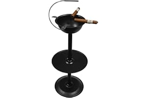 Stinky Cigar Floor Ashtray with Accessory Tray and Carry Handle, Windproof, 24-inch Tall, 4 Stirrups, Elegant Cigar Ashtray for Home - Removable Deep Bowl, Heat Resistant and Easy to Clean - Black