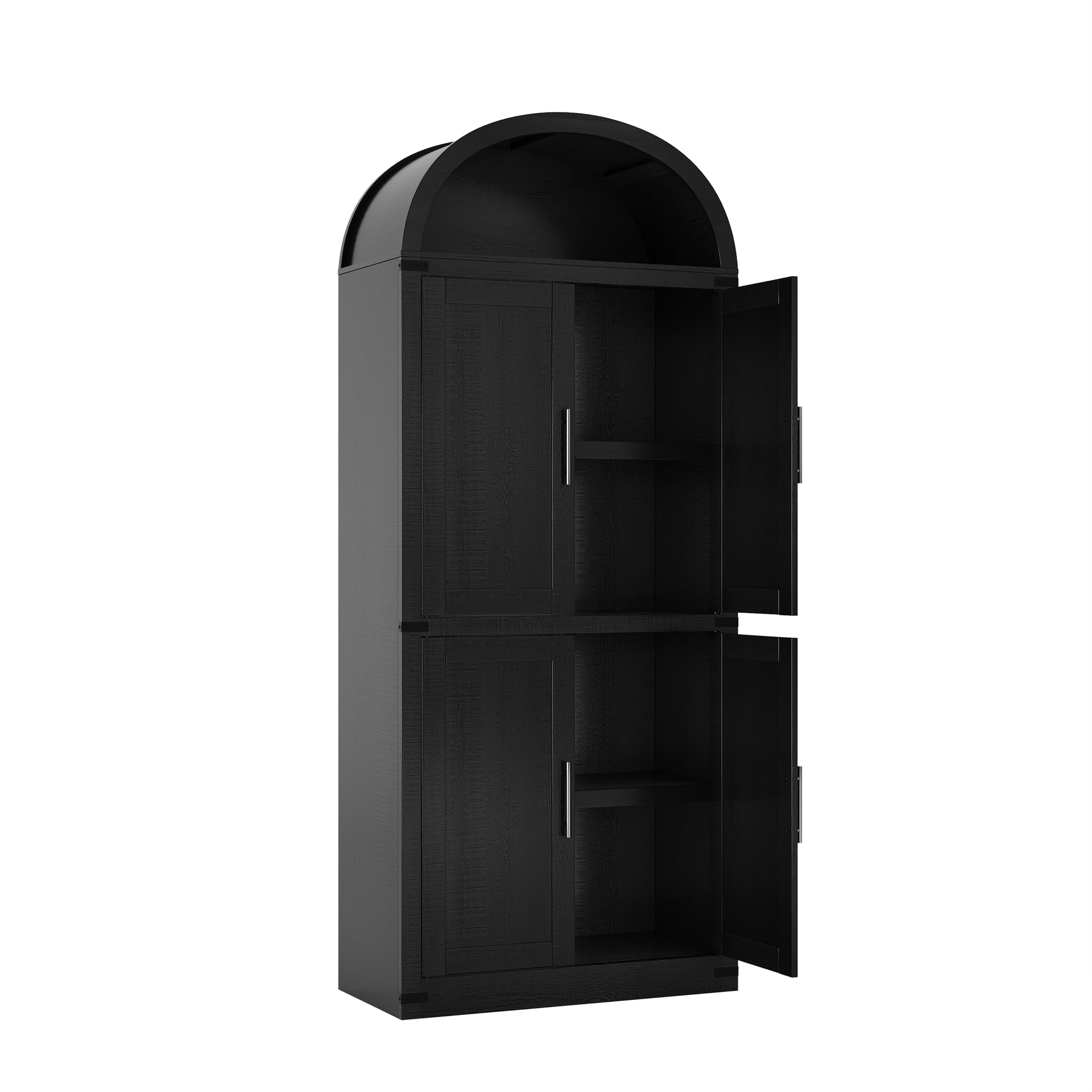 Photo 1 of **MISSING HARDWARE**IDEALHOUSE 71.6" Kitchen Pantry Cabinet, 5-Tier Arched Display Cabine with Doors, Bookshelf, Modern Fluted Wooden Arched Bookcase,Storage Organizer Cabinet for Living Room, Dining Room,Kitchen,Black