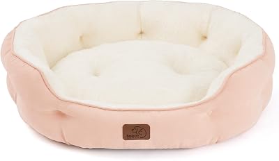 Bedsure Dog Bed for Small Dogs 63x53x20cm Round Pink Washable