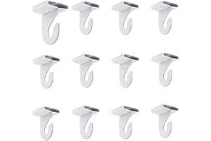 Gansita 12 Pair Drop Ceiling Hooks, T-Bar Track Clip Suspended Ceiling Hooks,White Heavy Duty Ceiling Hooks for Hanging Plants & Decorations, Metal T-Bar Hooks for Suspended Drop Ceiling Tiles