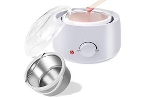 BESTIENOLY Professional Portable Wax Warmer Machine: Melts Hard Wax Beads for Body Face Hair Removal - with 14oz Wax Pot Adjustable Temperature Clear Lid (White)