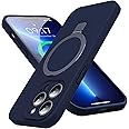 Mag-Ring Designed for iPhone 13 Pro Case, Liquid Silicone [Moisturizing Factor] Extreme Soft Slim Phone Case with Stand [Compatible with MagSafe] for iPhone 13Pro 6.1 inch Men Women, Midnight Blue