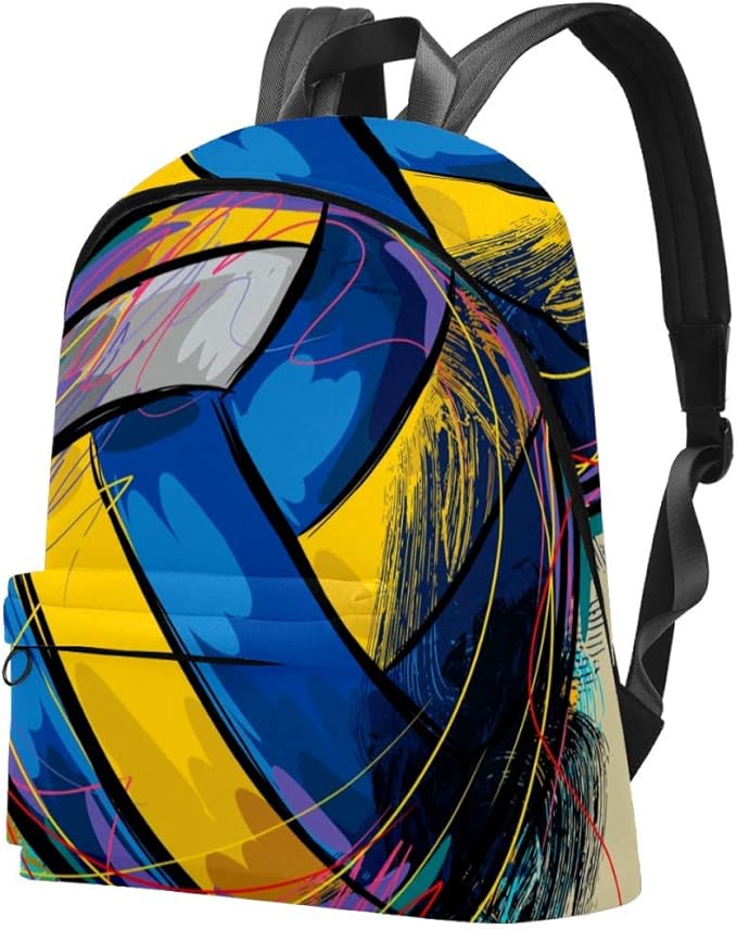 Colourful Volleyball Bag Teens Student Bookbag Lightweight Shoulder