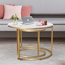 aboxoo Coffee Table Nesting White Set of 2 Side Set