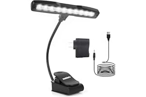 VSHINY Vshinic Music Stand Light,Clip On Piano Lights 10 LED Orchestra Light,Fully Adjustable No Flicker for Piano,Book Reading, Mixing Table, DJ, Craft Work (Powered by AA Batteries, AC Adapter)