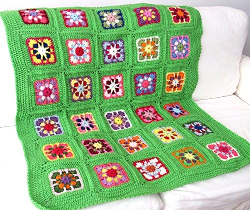Handmade Crochet Kaleidoscope Baby nursery blanket / granny squares.Hand crocheted Lap Afghan / throw, approx. 3 feet 6 inches by 3 feet