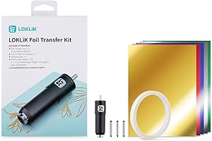 LOKLiK Foil Transfer Kit, Includes 20 Foil Transfer Sheets, 3 LOKLiK Tools in 1 with Interchangeable Tips (Fine, Medium & Bold), Tool Housing & Adhesive Tape, for LOKLiK iCraft Cutting Machine